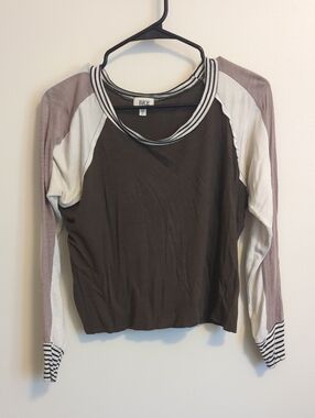 BKE Women's Long Sleeve Colorblock Crewneck Crop